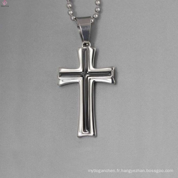 Wholesale simple pendentif en argent design, émail noir croix pendentif